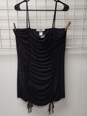 NWT, Black Ruched Spaghetti Strap Tank Top, 2X